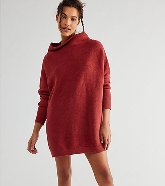 Free People Tunic Oversized Women's Sweater Burgundy - Size XS
