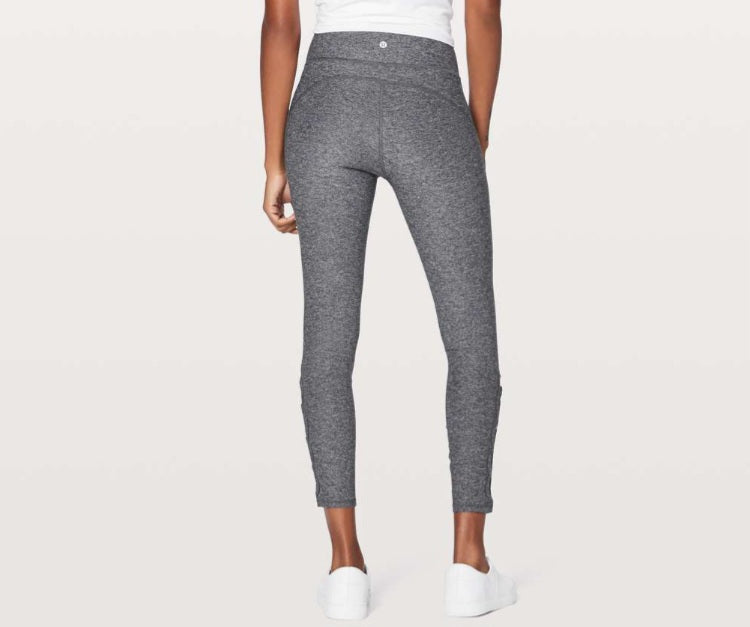 Lululemon Tied To It 7/8 Women's Tight 25" Heathered Black/Dark Carbon - Size 4