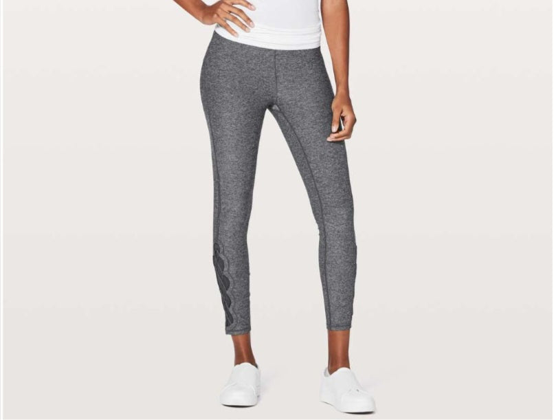 Lululemon Tied To It 7/8 Women's Tight 25" Heathered Black/Dark Carbon - Size 4