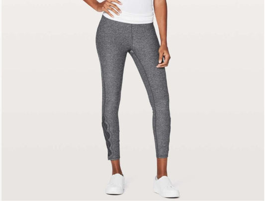 Lululemon Tied To It 7/8 Women's Tight 25" Heathered Black/Dark Carbon - Size 4