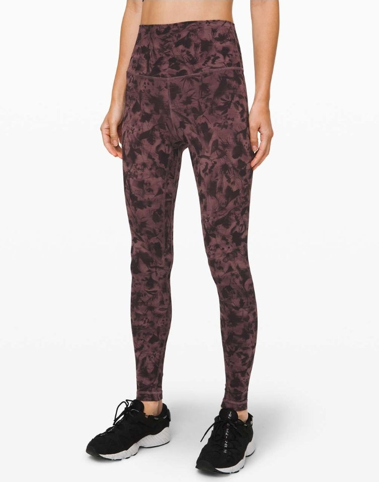 Lululemon Women's Align Pants Mini Dusk Floral Antique Bark Black - Size 2