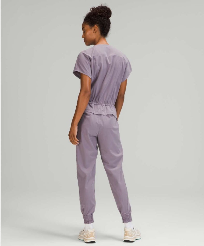 Lululemon Stretch Travel Woven Women's Jumpsuit Dusky Lavender - Size 8