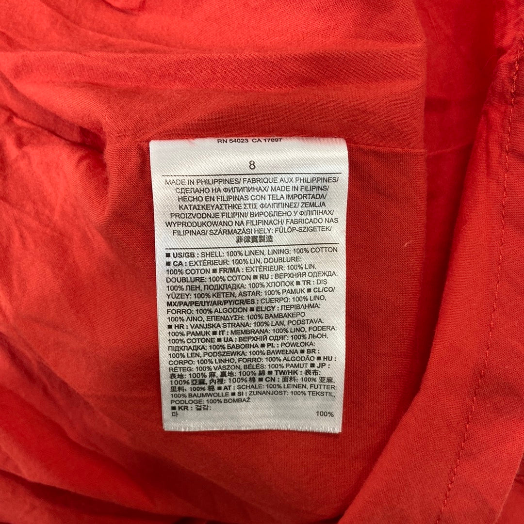 Banana Republic Women's Linen Maxi Dress Red/Orange - Size 8