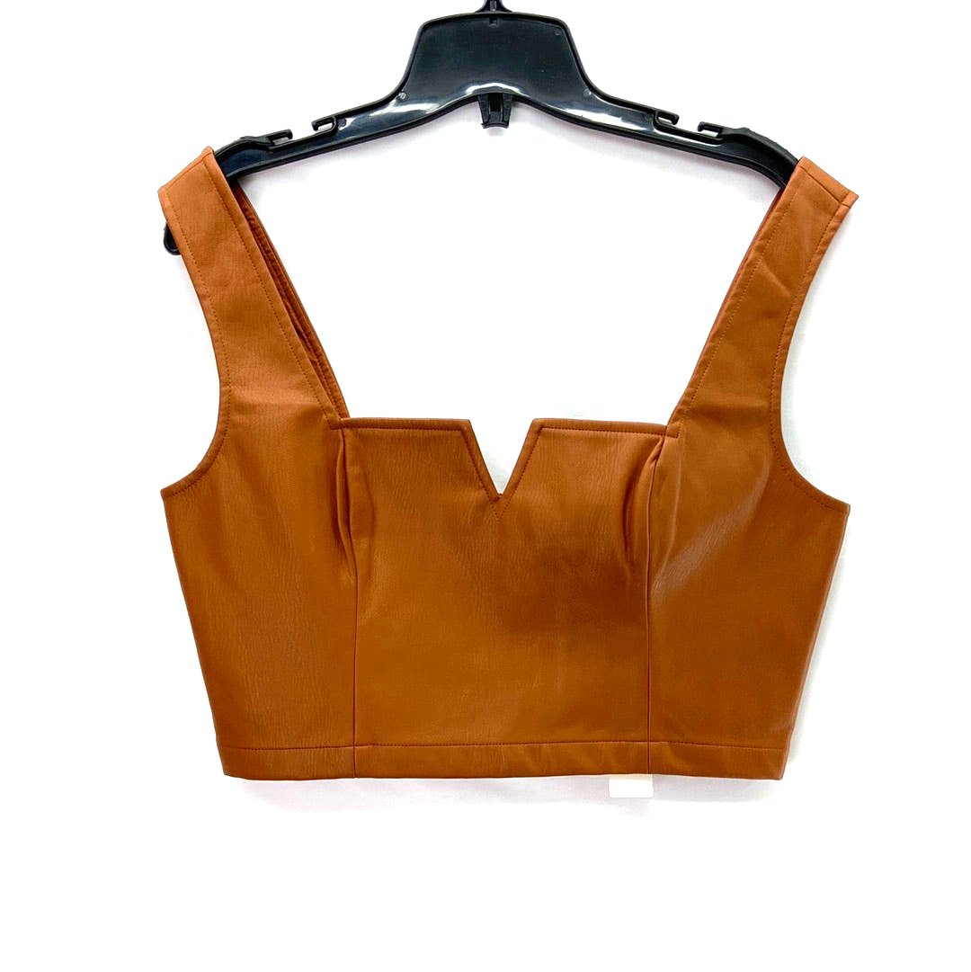 Maeve by Anthropologie Faux Leather Top Brown - Size 8