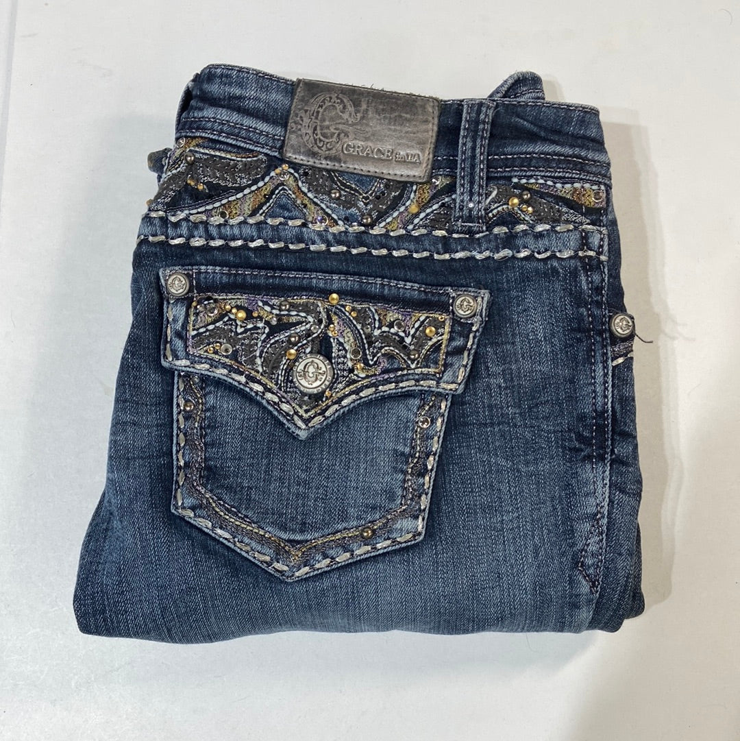 Grace in LA Women's Low Rise Bootcut Denim Jeans - Size 29