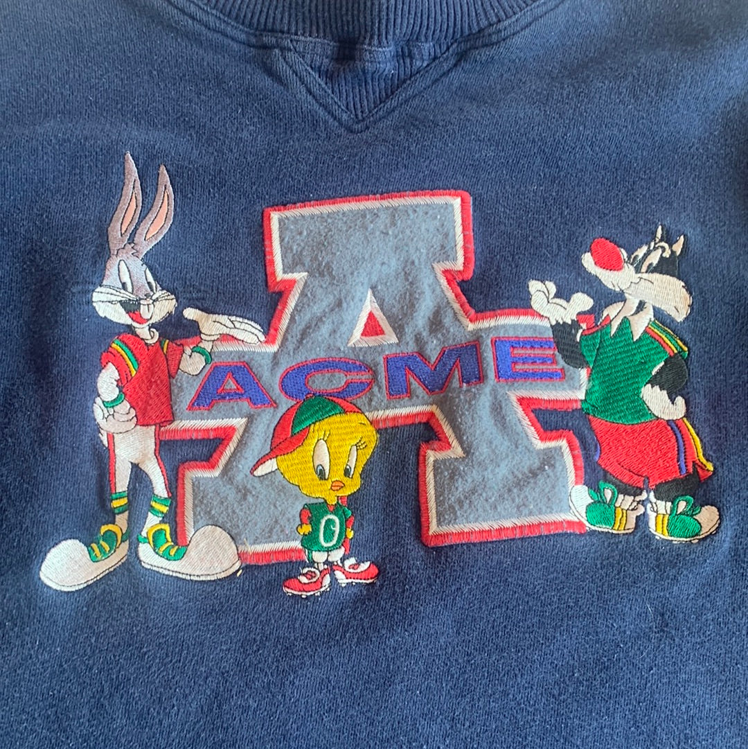 Vintage Kids Looney Toons Crewneck Sweater Blue - M (Kids)