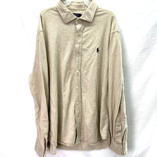 Polo Ralph Lauren Men's Button Up Long Sleeve Shirt Brown - Size XL