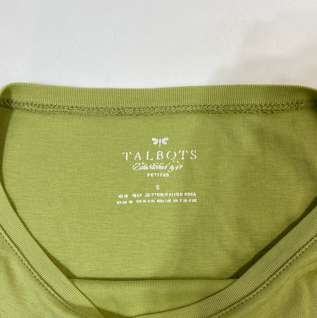 Vintage Talbots Women's Three-Quarter Sleeve Top Green - Size S
