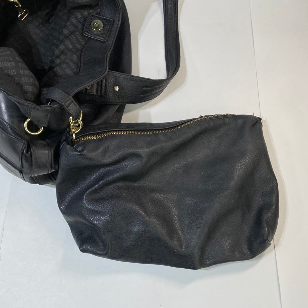 Steve Madden Women's Leather Tote Purse with Satchel Black
