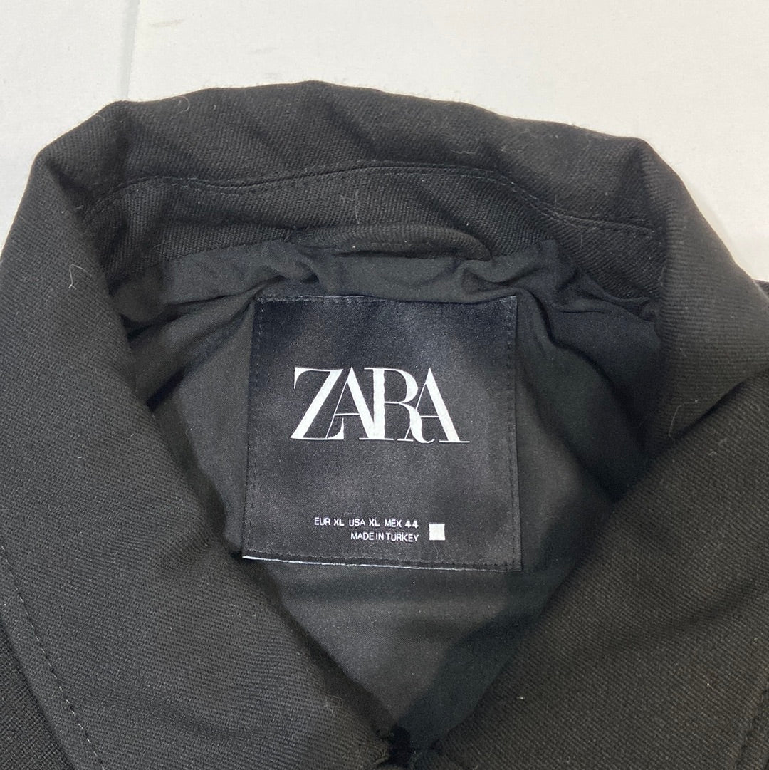 Zara Women's Snap Button-Up Heavy Shirt Black - Size XL