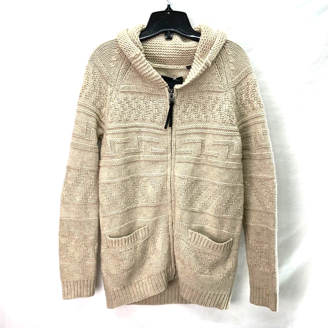TNA Women's Lambs Wool Zip Up Knit Sweater Beige - Size XXS