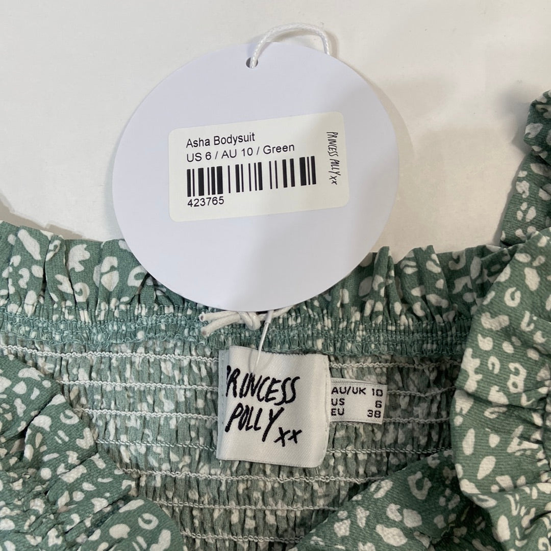 Princess Polly Women's Bodysuit Patterns Green - Size 6