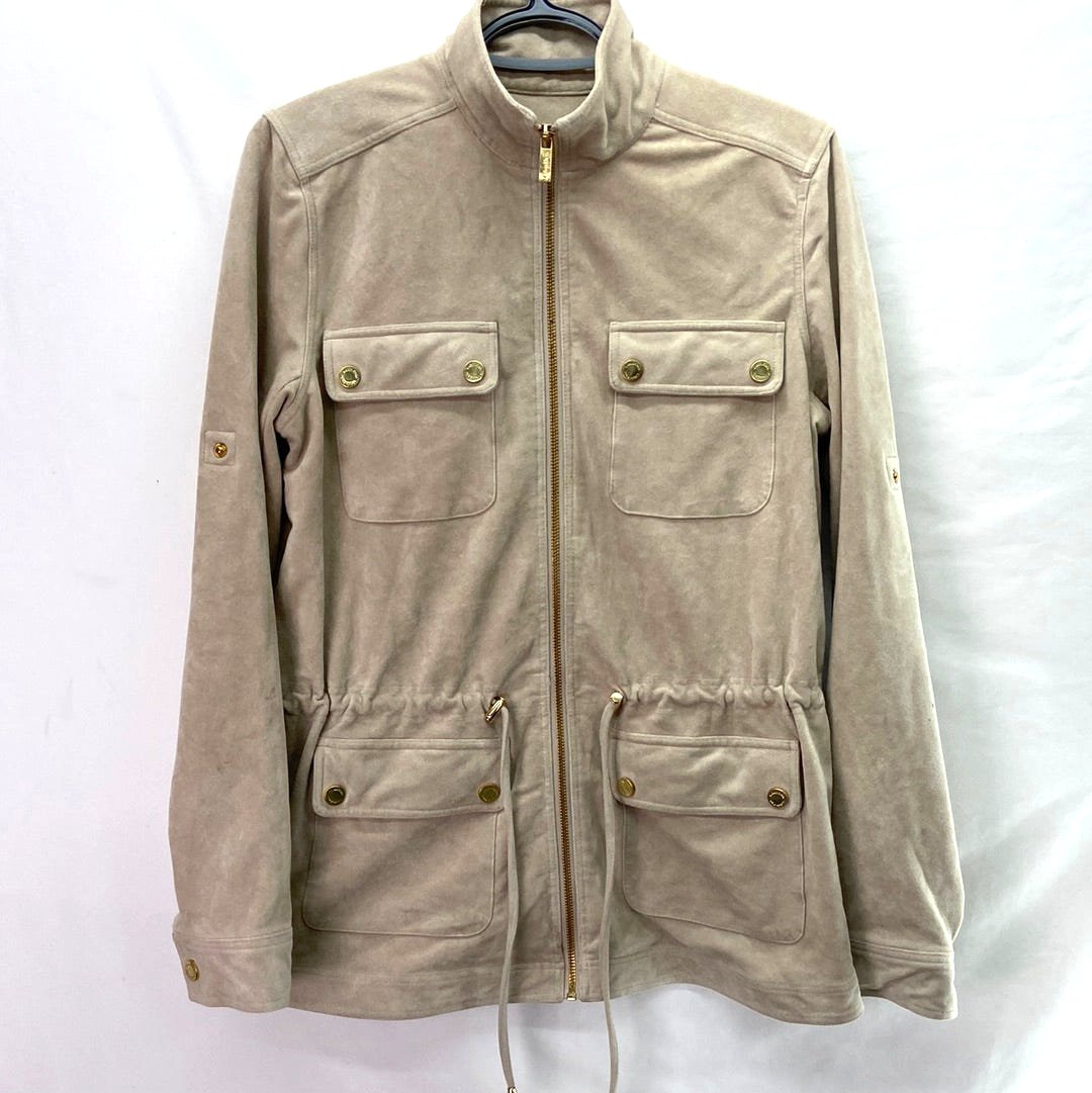 Calvin Klein Women's Suede Zip Up Jacket Tan - Small