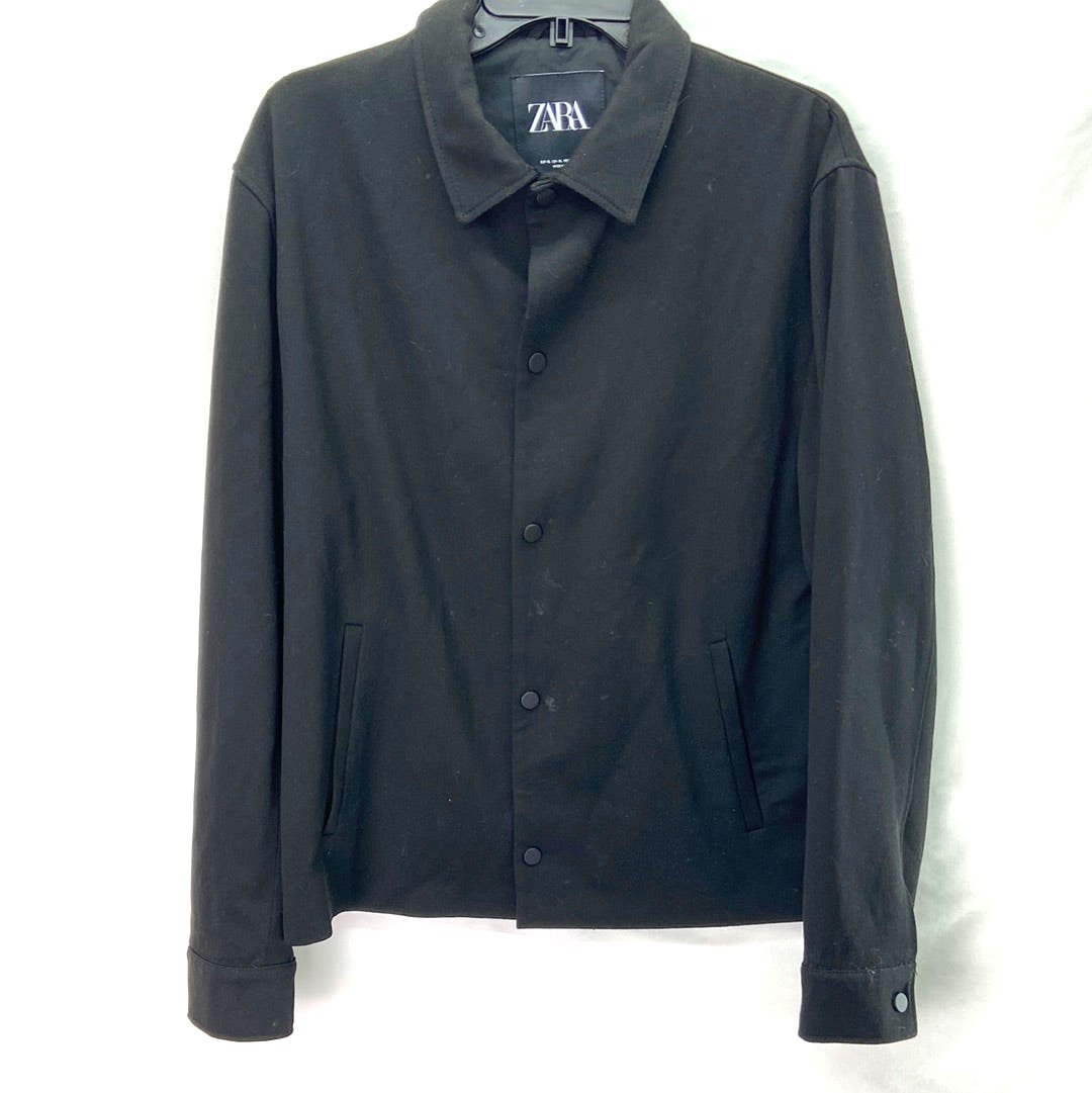 Zara Women's Snap Button-Up Heavy Shirt Black - Size XL