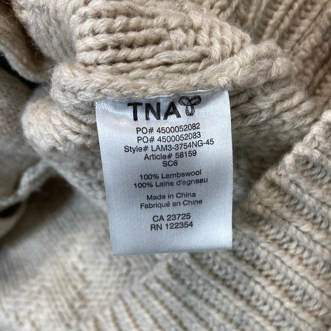 TNA Women's Lambs Wool Zip Up Knit Sweater Beige - Size XXS