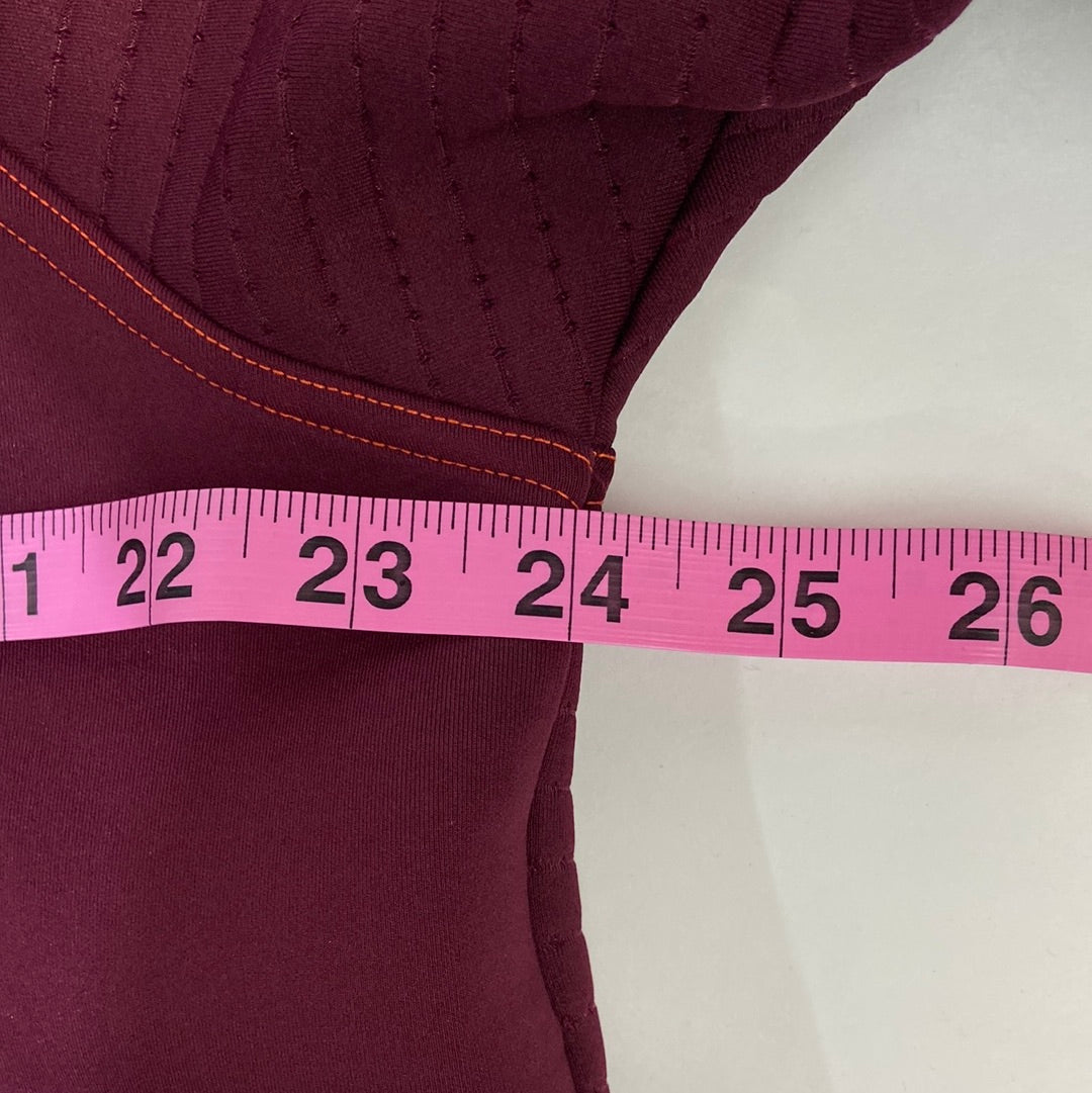Nike Center Swoosh Boxy Polyester Women's Crewneck Top Burgundy - Size L