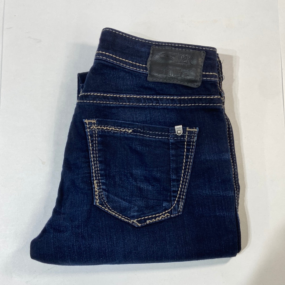 Silver Jeans Suki High Straight Denim Jeans Dark Washed - 27 x 34