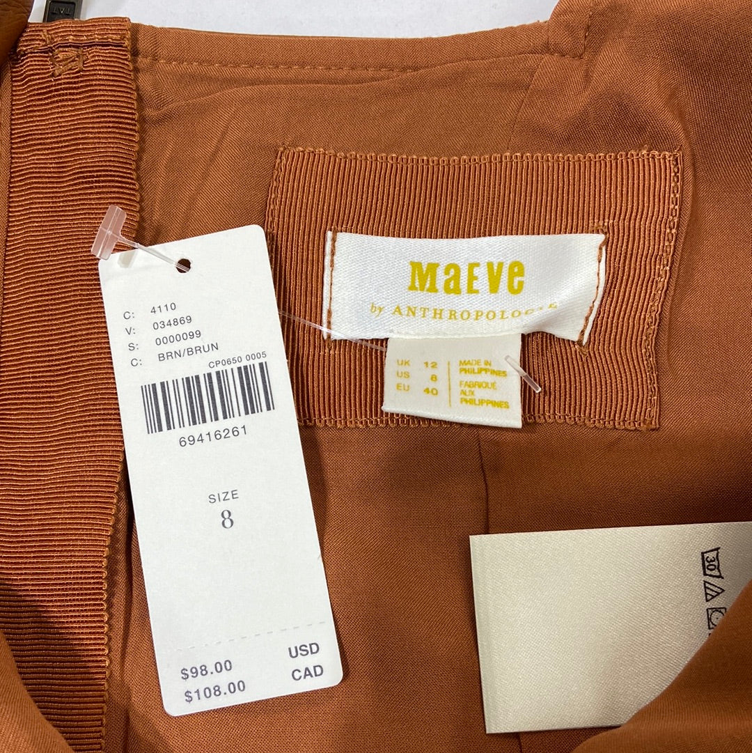 Maeve by Anthropologie Faux Leather Top Brown - Size 8