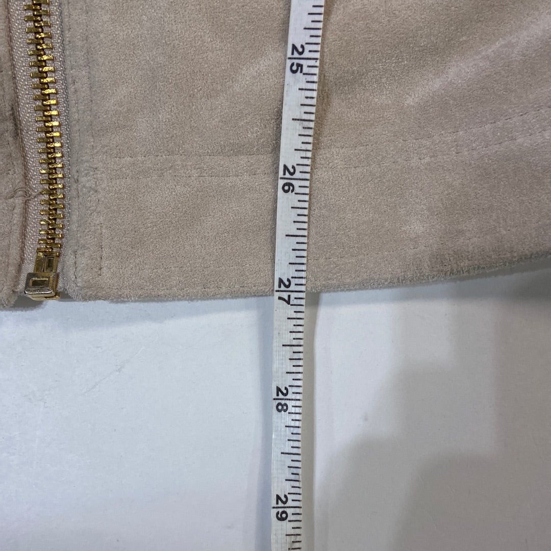 Calvin Klein Women's Suede Zip Up Jacket Tan - Small