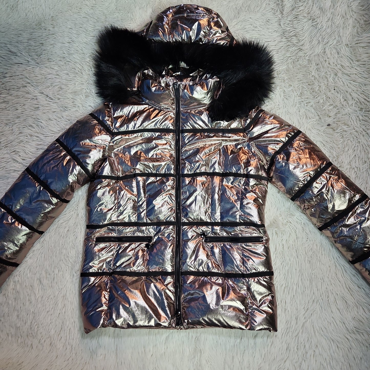 Frank Lymen Design Puffer Jacket Silver - Medium