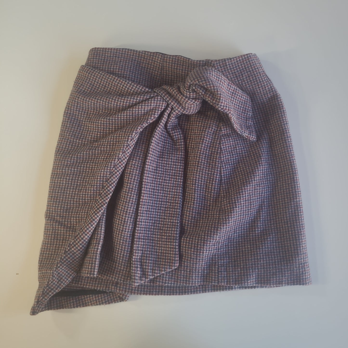 Wilfred Wool Plaid Front Knot Women's Skirt Purple - Size 00