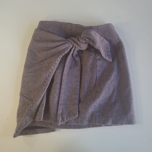 Wilfred Wool Plaid Front Knot Women's Skirt Purple - Size 00