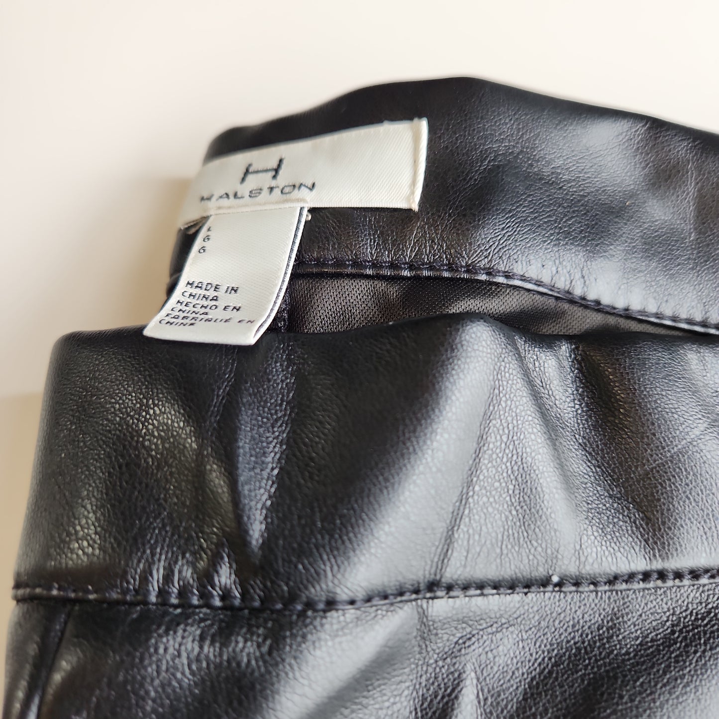 Halston Faux Leather Pants Black - Large