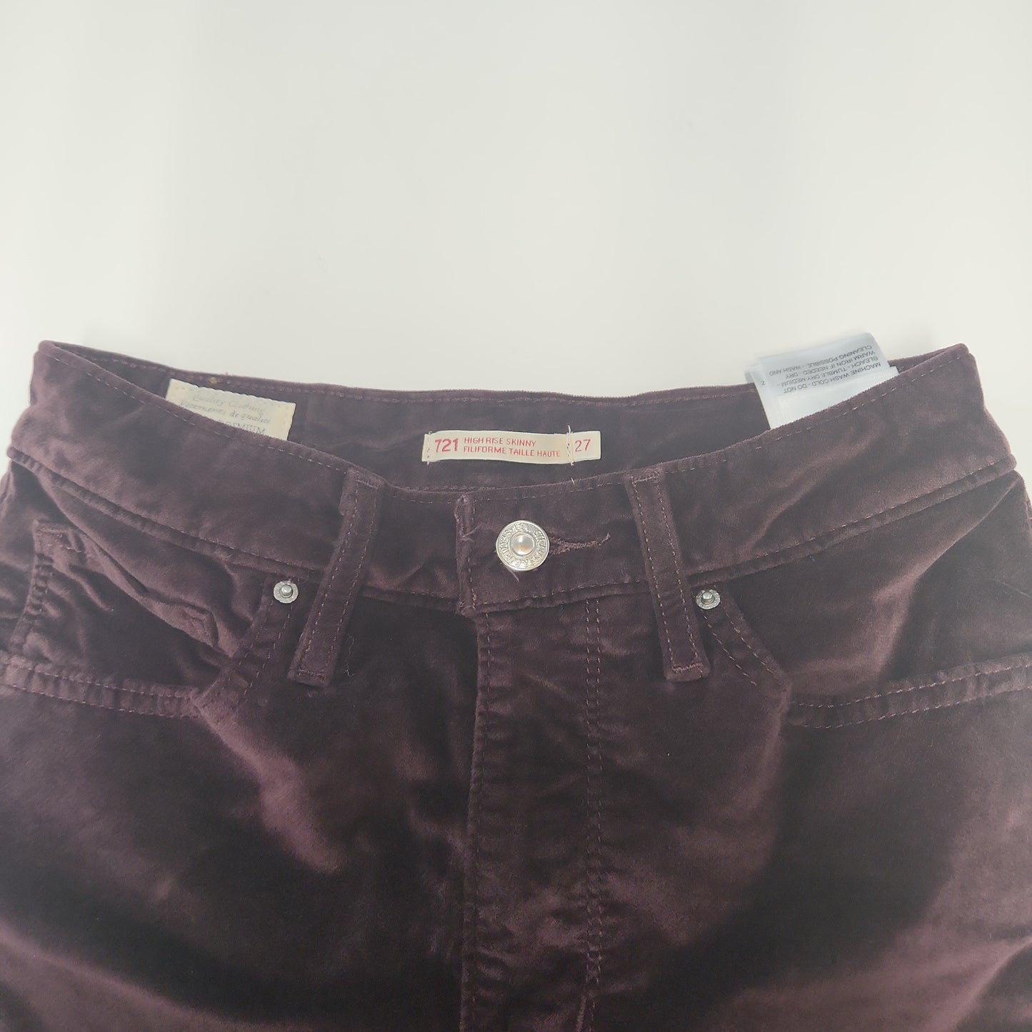 Levi's 721 Velvet High Rise Skinny Women's Pants Burgundy - Size 27
