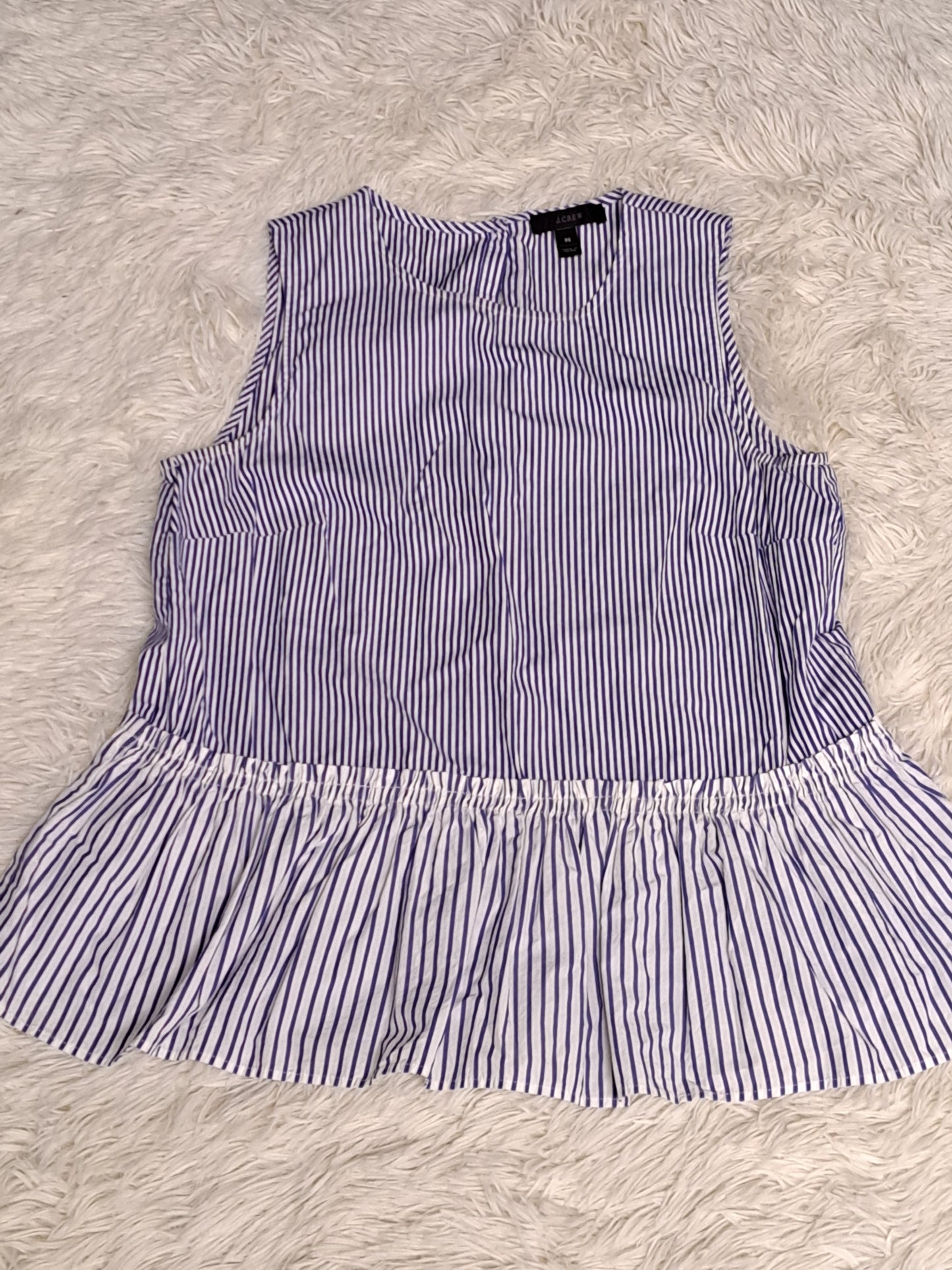 J. Crew Women's Button Up Tank Top Blouse Blue/White - Size Small