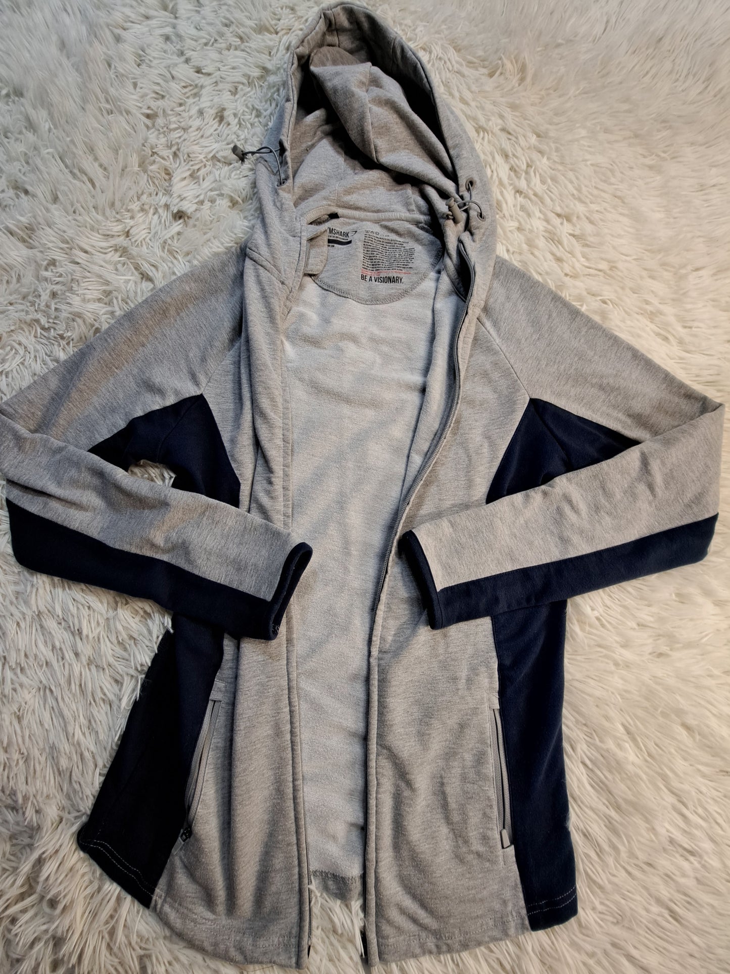Gymshark Zip Up Men's Hoodie Grey/Blue - Size Small