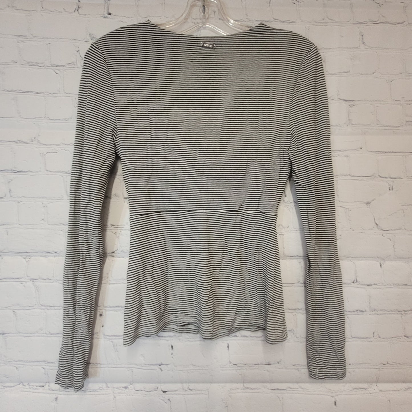 Guess Women's Long Sleeve Top Striped White/Black - Small
