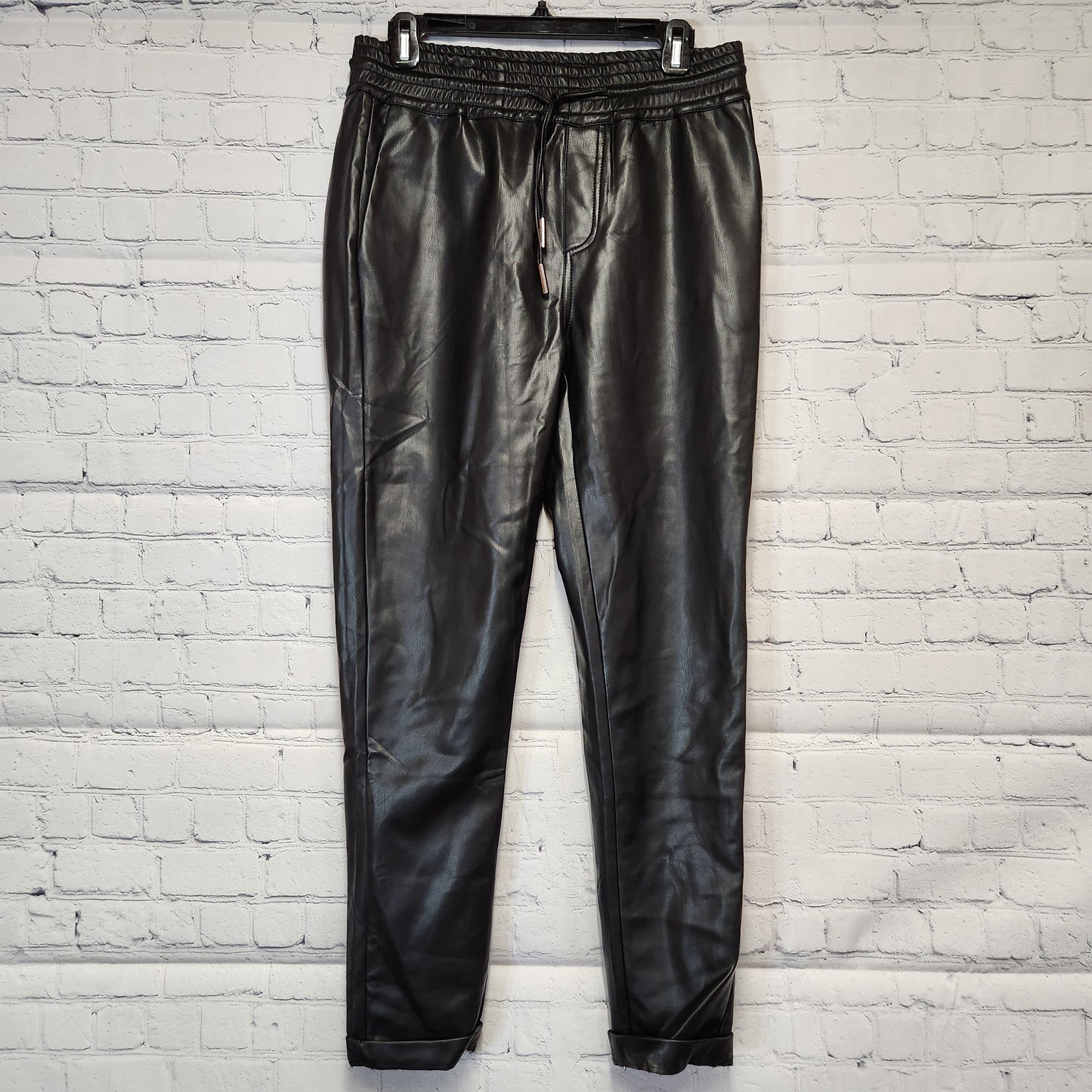 Esqualo Faux Leather Women's Pants with Pockets Black - 10