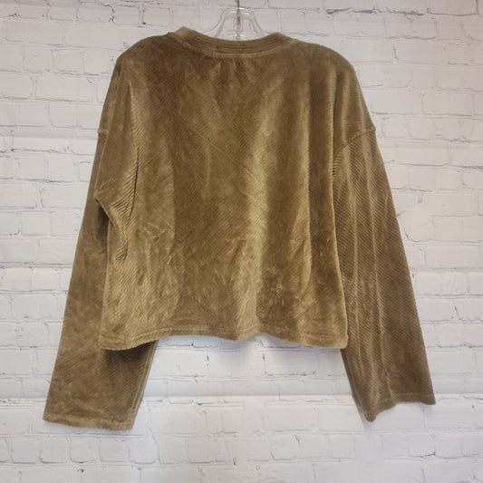V ery j Oversized Cropped Long Sleeve Top Olive - Large