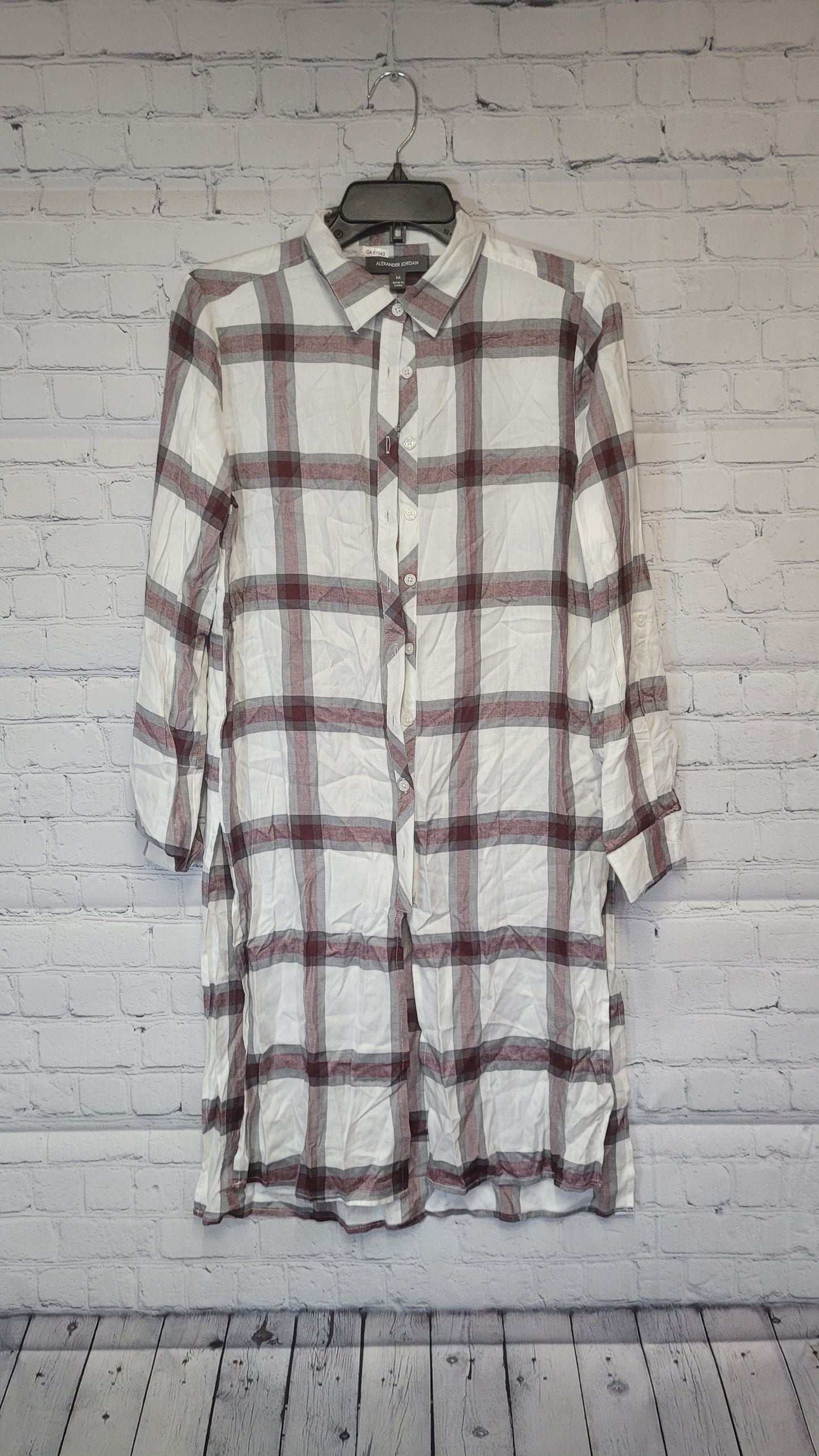Alexander Jordan Button Down Plaid Women's Dress White/Red - Size Medium