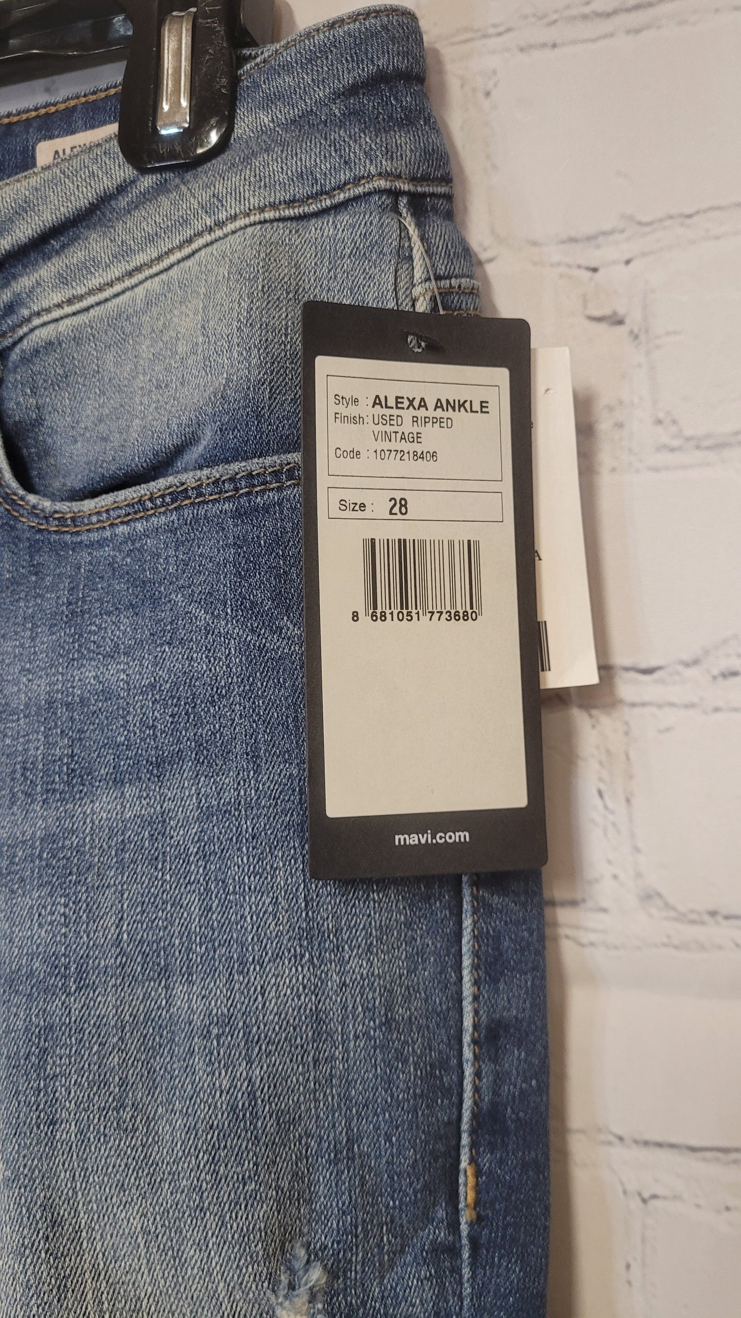 Mavi Alexa Ankle Mid Rise Women's Skinny Jeans Medium Washed - Size 28