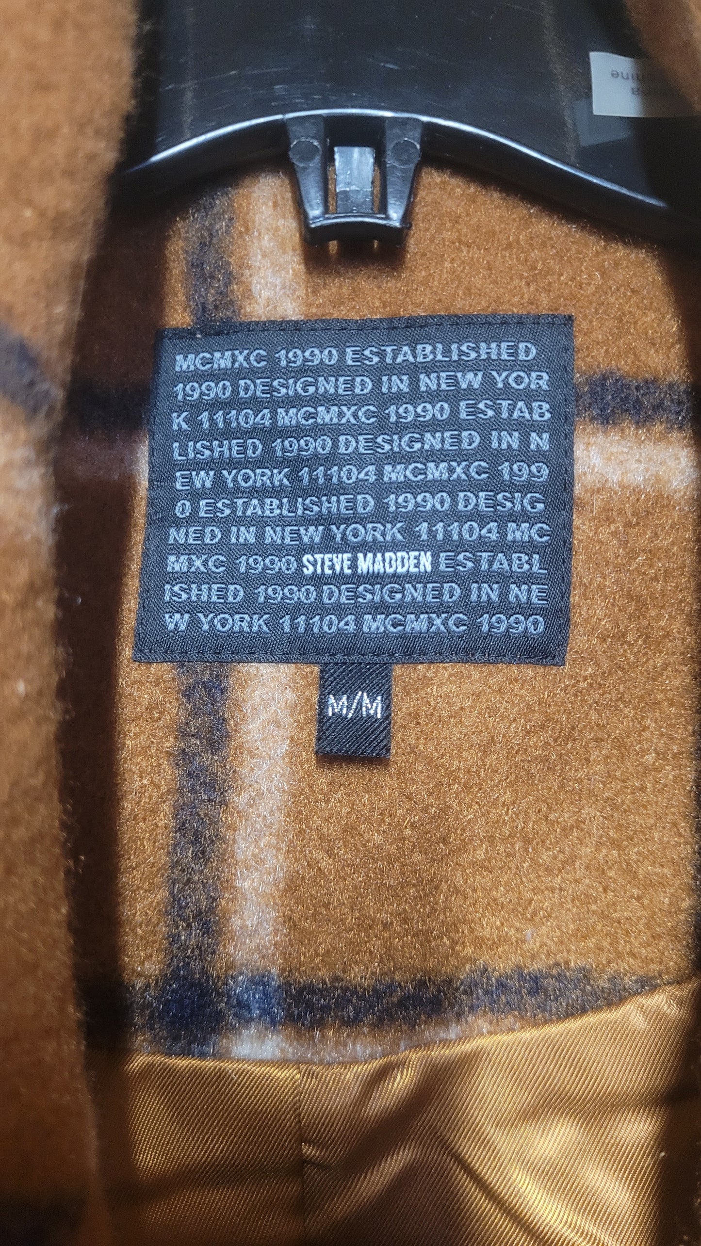 Steve Madden Plaid Long Fashion Coat Brown - Medium