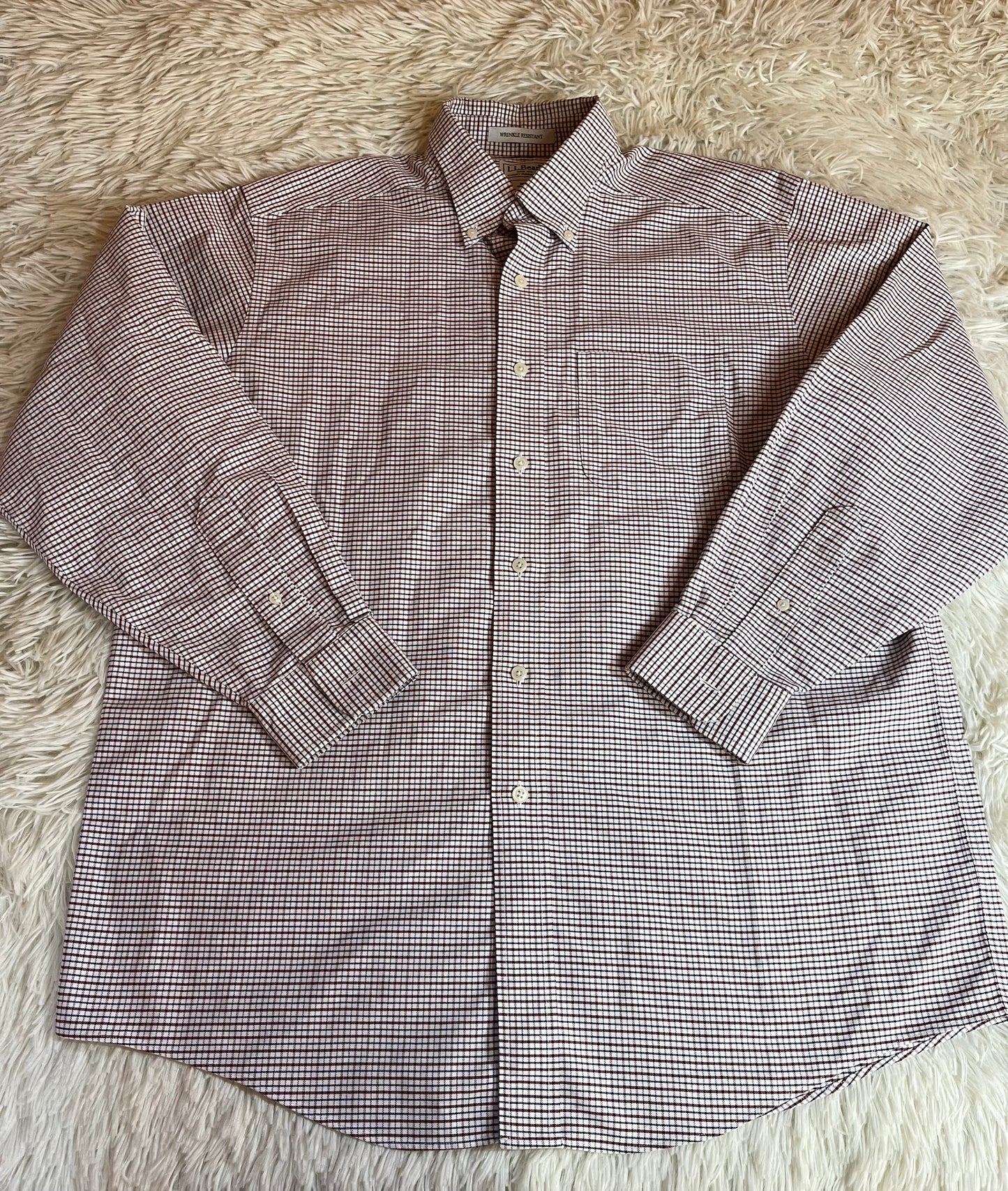 L.L Bean Men's Button Up Wrinkle Resistant Brown Patterned - 16-33