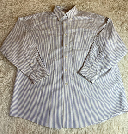 L.L Bean Men's Button Up Wrinkle Resistant White Patterned - 16-33