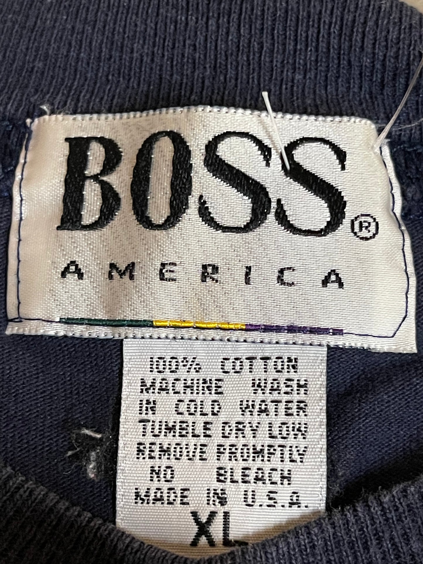 Vintage Hugo Boss T-Shirt Dark Blue - Large