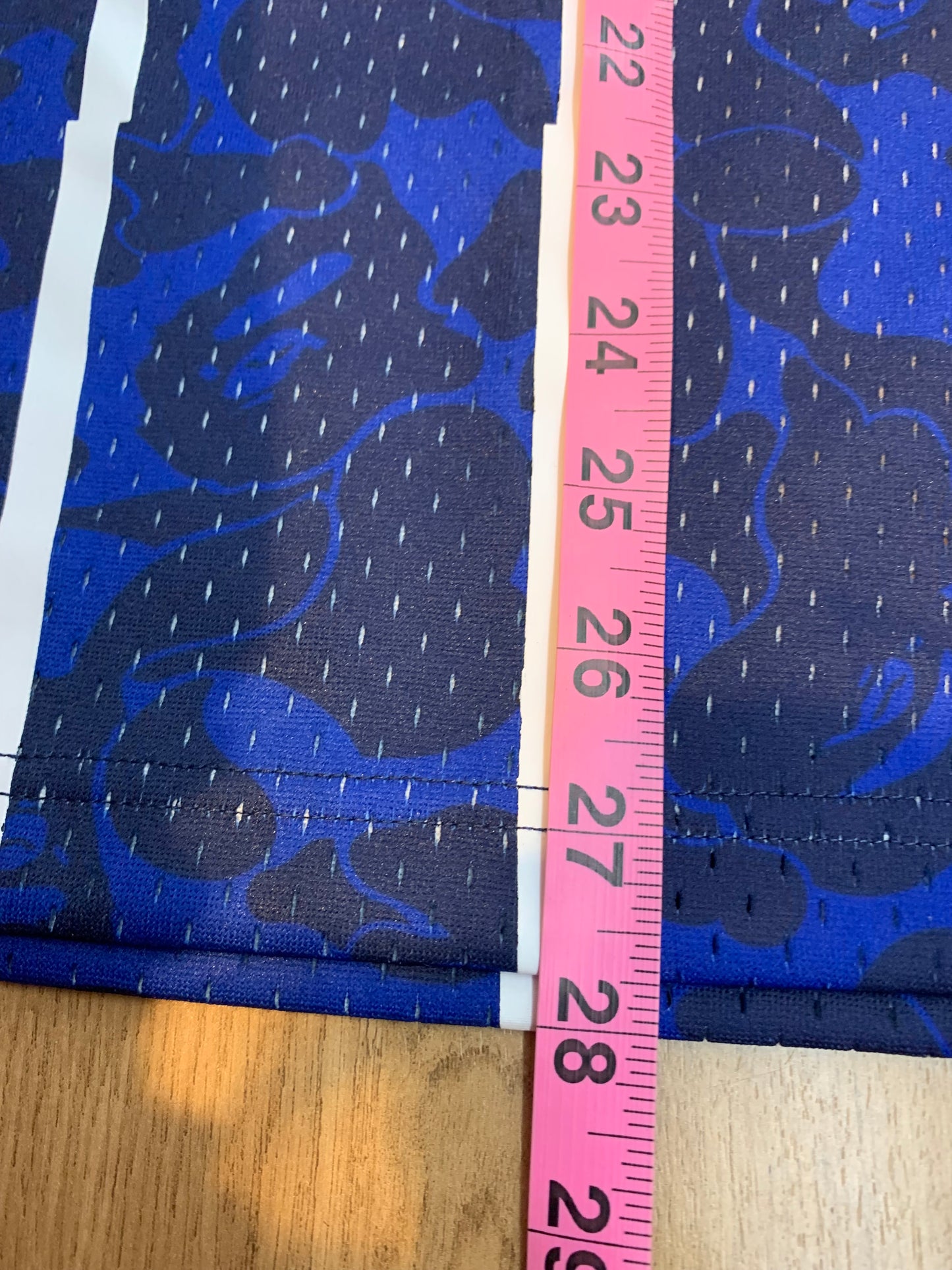 BAPE Rare Blue Pinstripe Rockets Mitchell & Ness Jersey - Size Medium