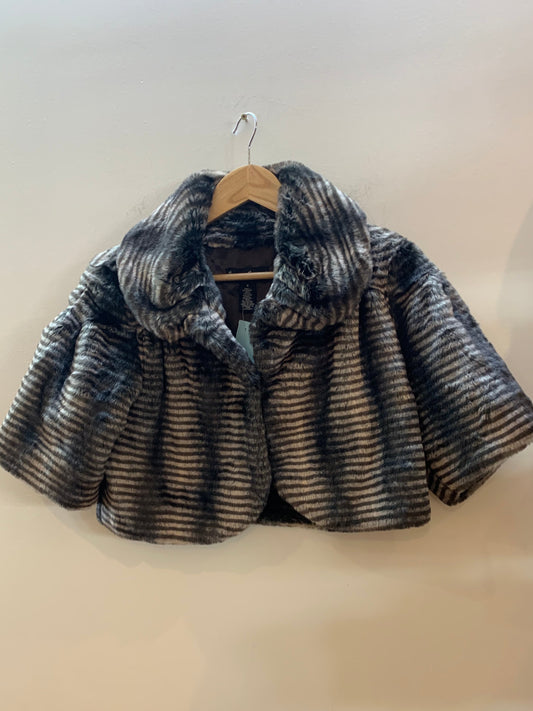 Mercer & Madison Faux Fur Cropped Vest Grey/Black - Size Small
