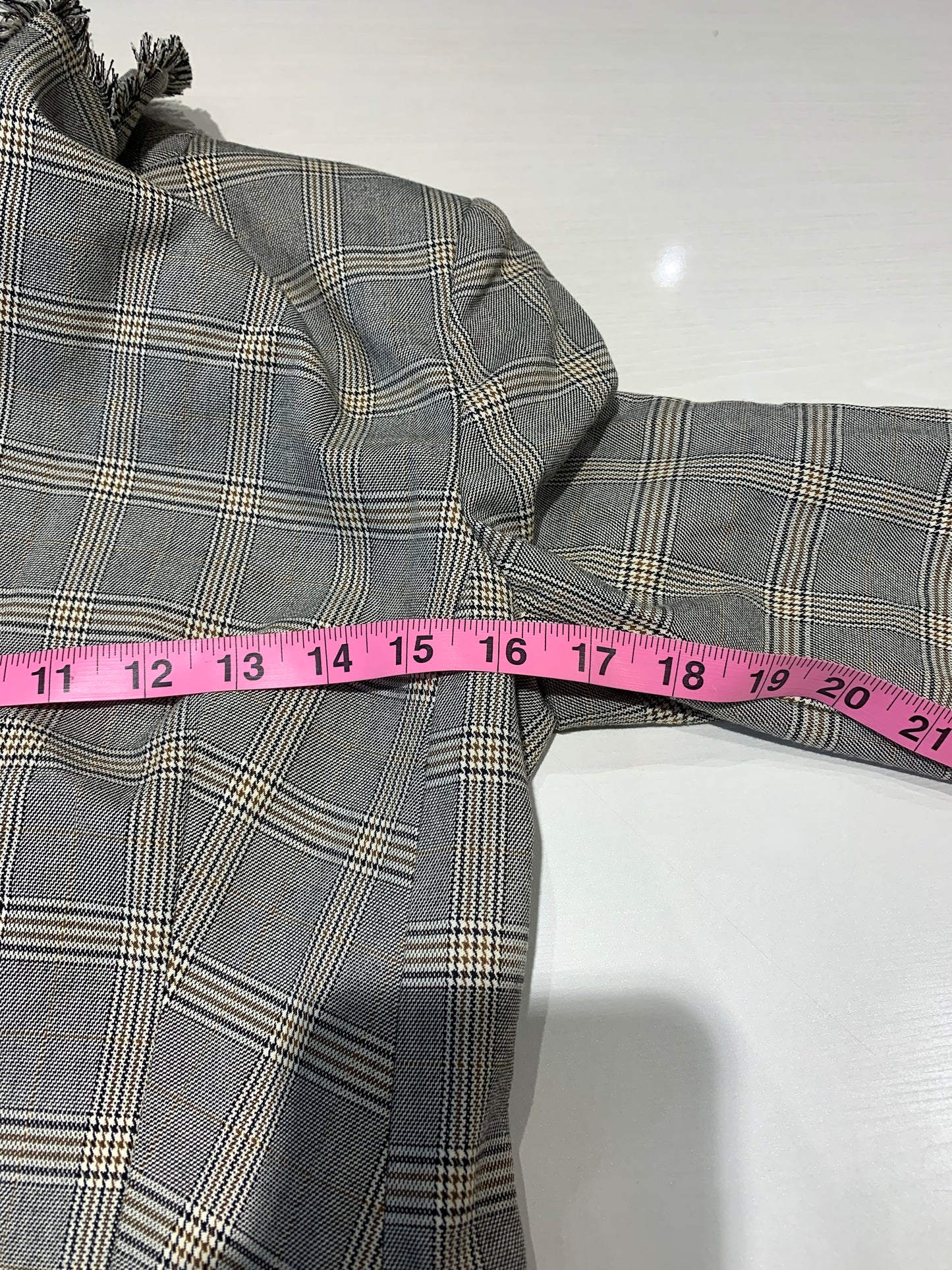 Lili Sidonio Fringe-Trim Plaid Blazer Grey Check - Women's Size XS