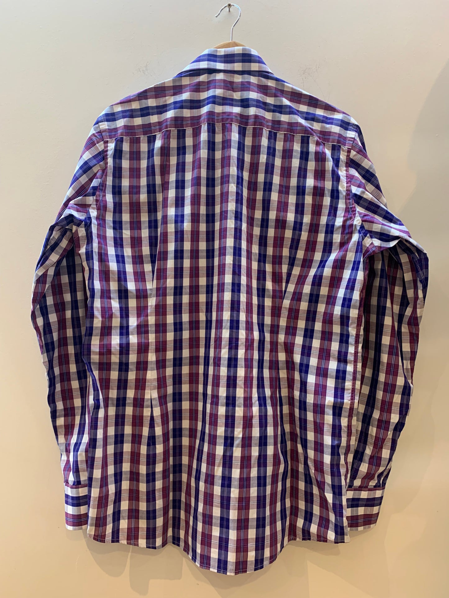 Eton Plaid Dress Shirt Purple/Blue - Size 41 Contemporary 16