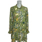 Free People Ruffle Neck Long Sleeve Women's Dress Floral Green - Size XS