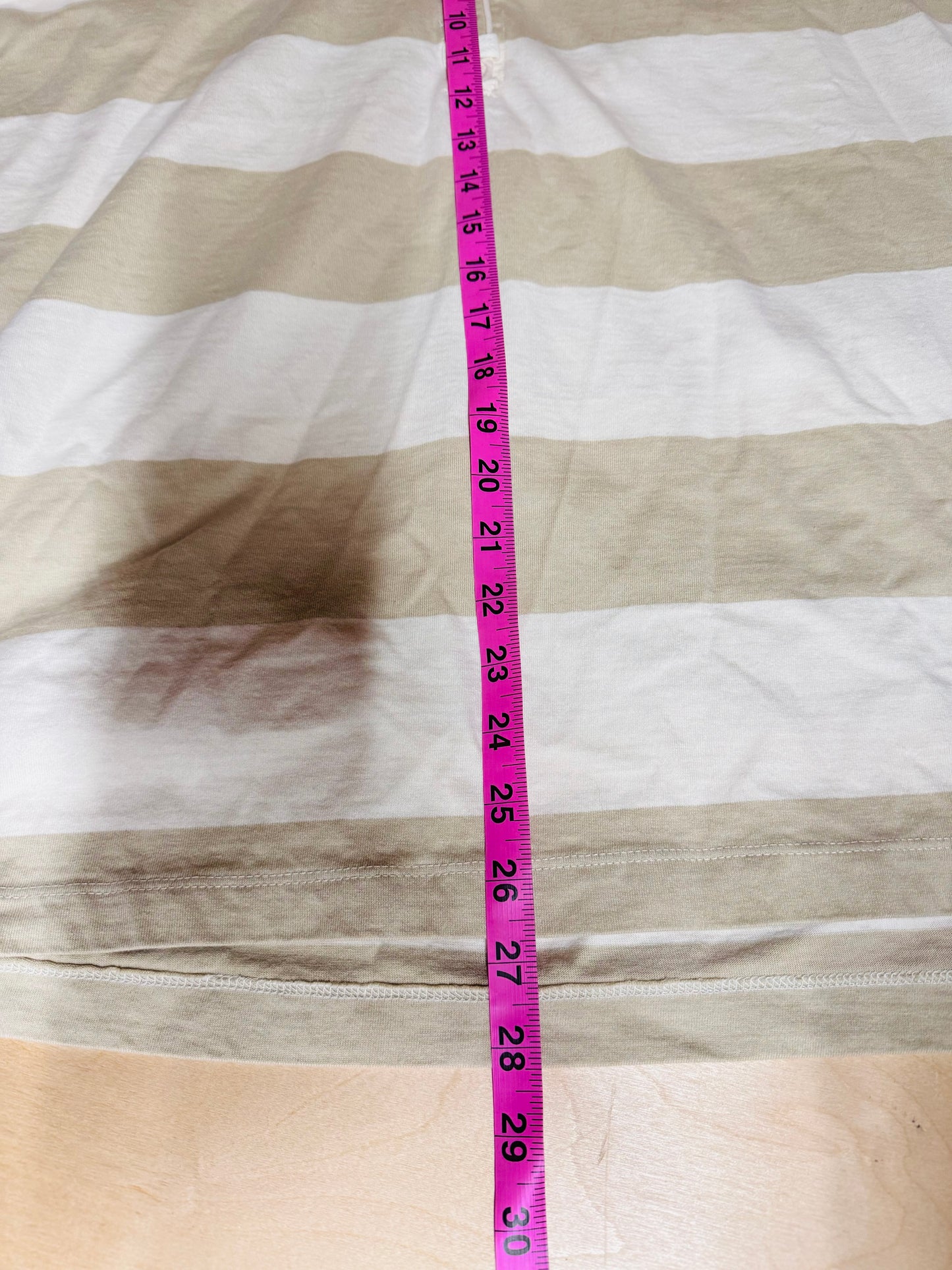 We The Free Women's T-Shirt Long Sleeve Striped Beige - Size Medium