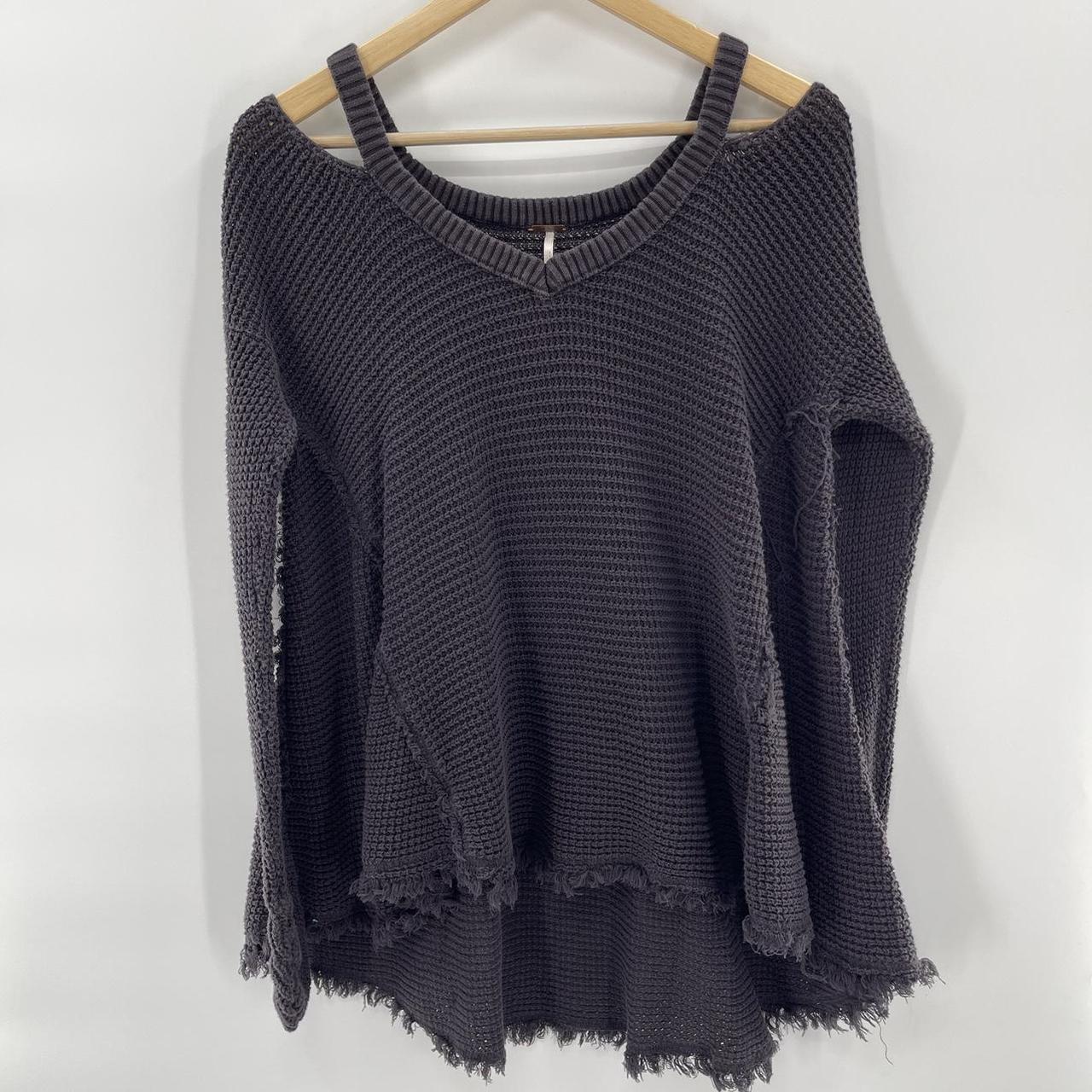 Free People Women’s Knitted Jumper Long Sleeve Top Charcoal Grey - Size Large