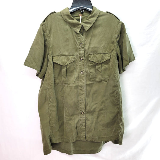 Free People Button Down Shirt Army Green - Medium