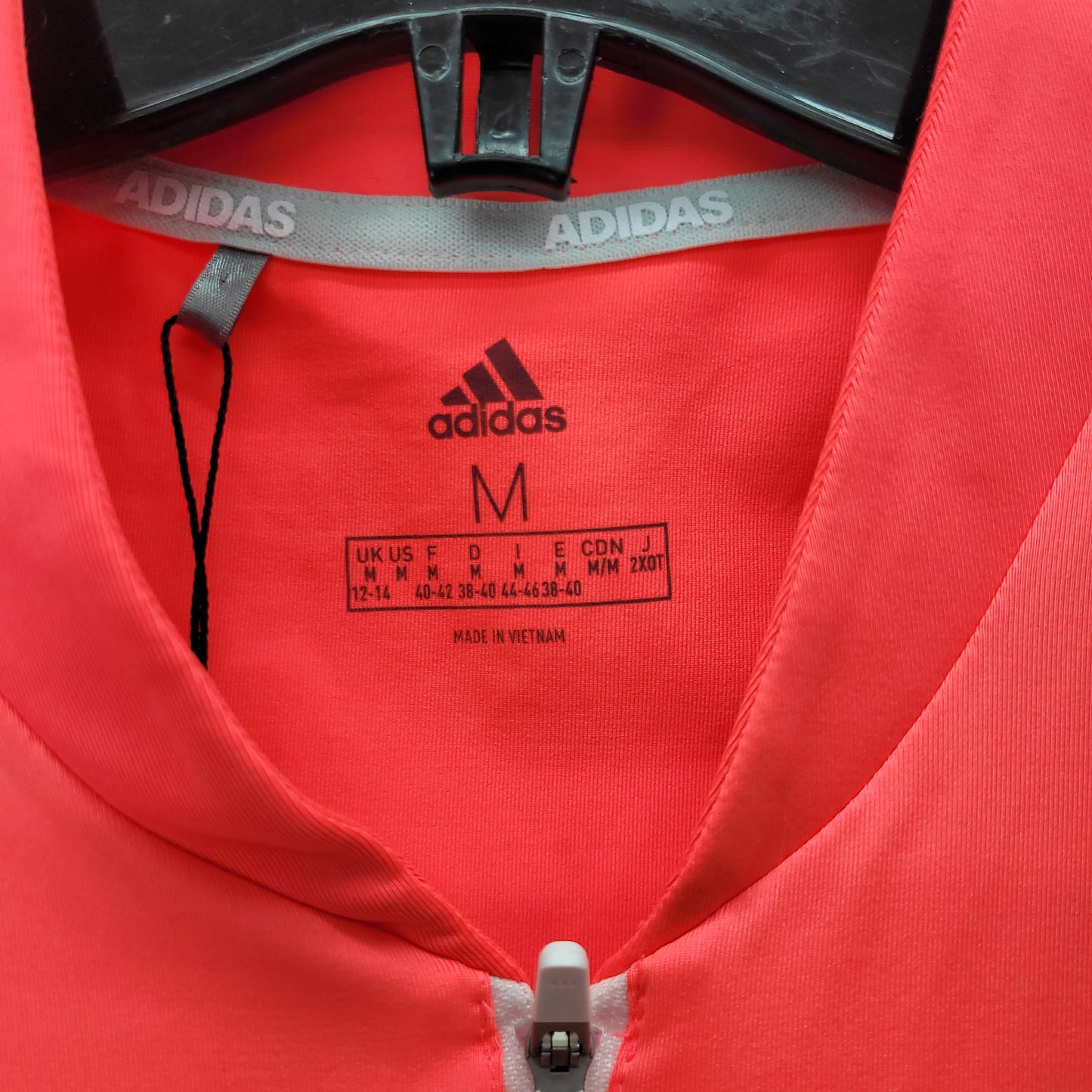 Adidas Women's Quarter Zip Tank Top Stripes Pink/White - Size Medium