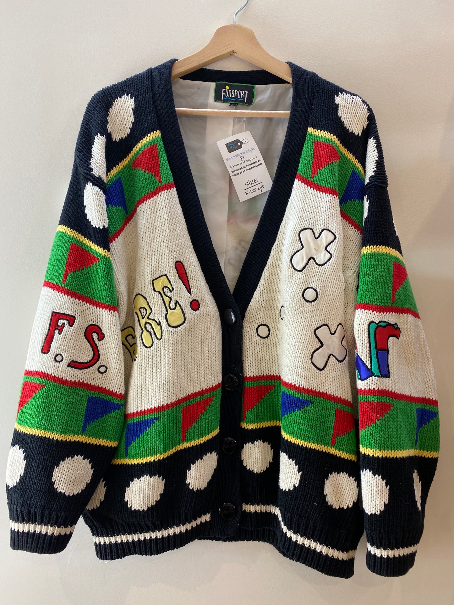 Funsport Vintage Golf Graphic Sweater (80s 90s) Oversized Retro - Size XL