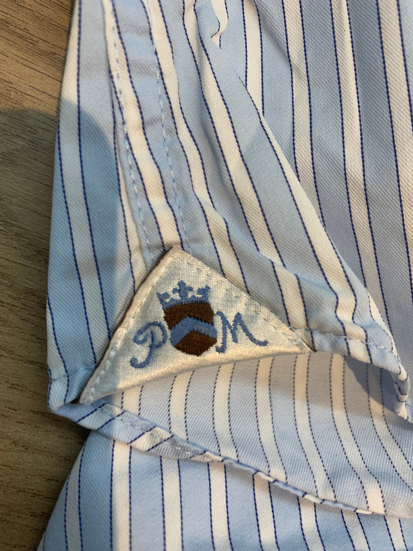 Peter Millar Striped Dress Shirt 100% Cotton Blue/White - Size 16/Large